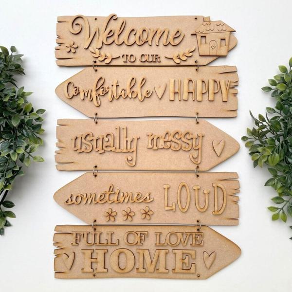 Blank Craft Kit Laser Cut Wooden MDF Direction Sign Theme Room Sign Caravan Sign