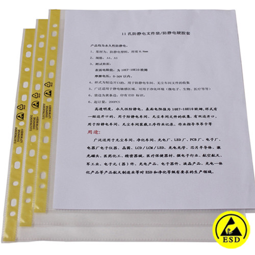 Clear ESD Document Protector Sleeves With 11 Holes