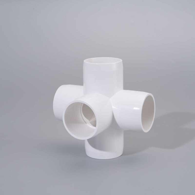 Impact-Resistant 3D 5-Way PVC Pipe Fitting with Full Socket Ends
