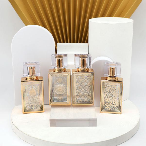 50ml electrochapó la botella de vidrio al por mayor del espray de perfume de la botella de cristal de perfume de la botella de la botella vacía cuadrada del Subpackage