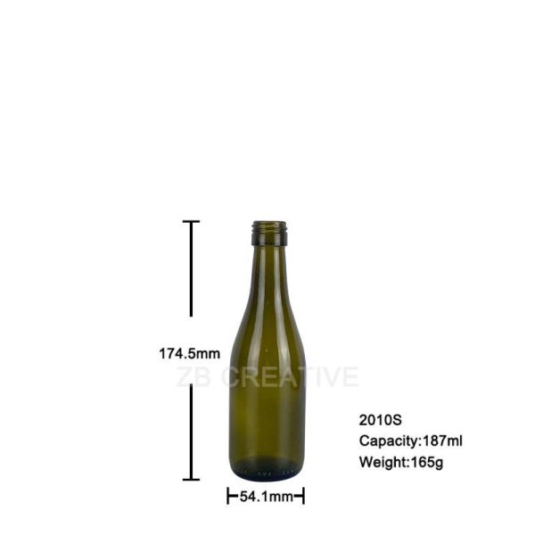 187ml Piccolo Slope Shoulder Burgundy Wine Bottles For Sale Single Serve 175g 2010S-1