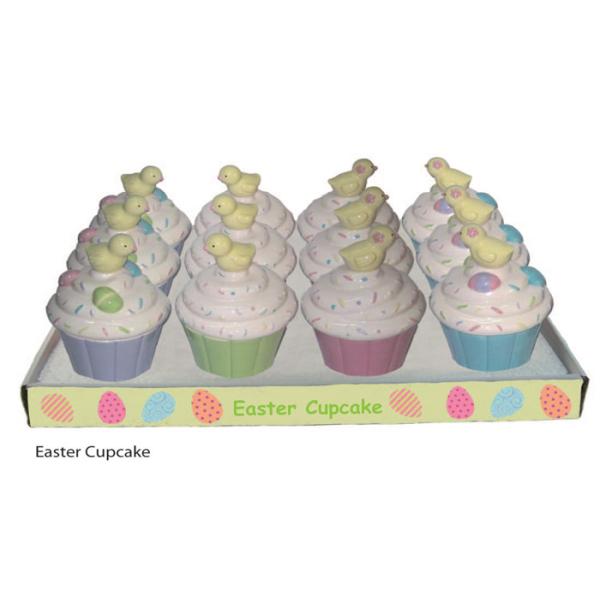 Fashionable Ceramic Kitchen Canisters Hand Painted Easter Cupcake Trinket Box