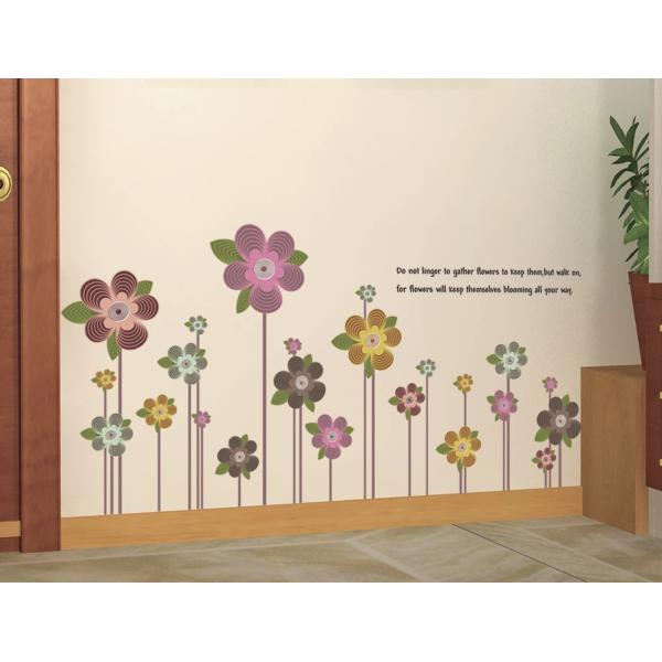 PVC Flowers Removable Wall Stickers Eco Friendly For Bedroom