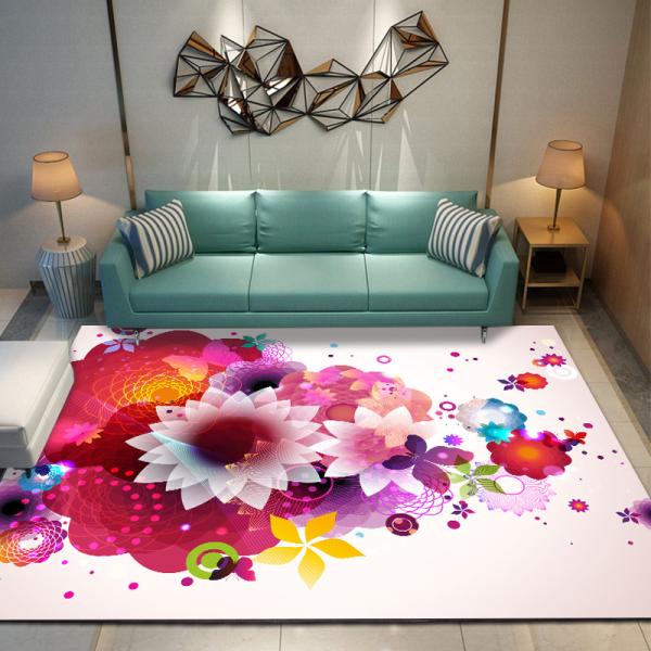 Flower Pattern Aesthetic 3D Modern Figure Artistic Living Room Carpet Hotel Area Rugs (2*2.4m)