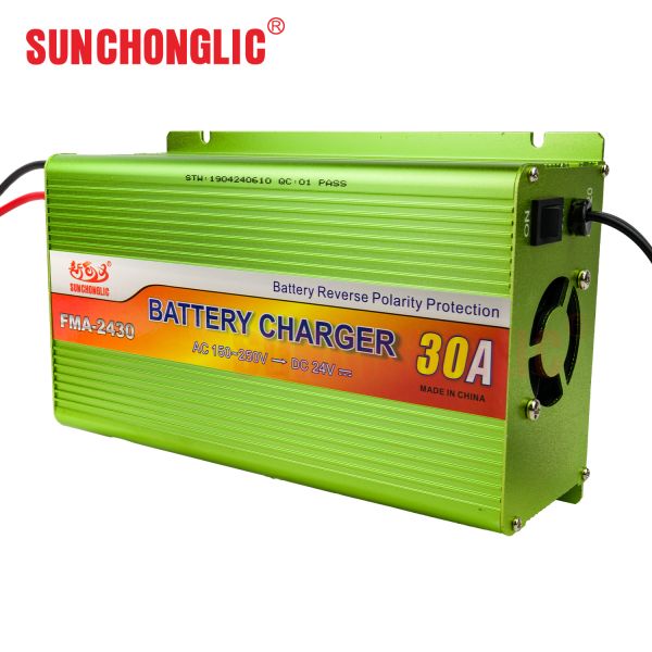 Smart Portable 24V 30A Battery Charger with Three-Stage Charging for AGM, GEL, and Lead-Acid Batteries