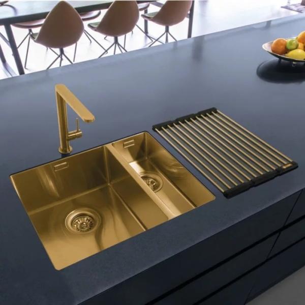 Gold Brushed Coloured Stainless Steel Sink 32 1/4  Undermount Kitchen Sink 82x45