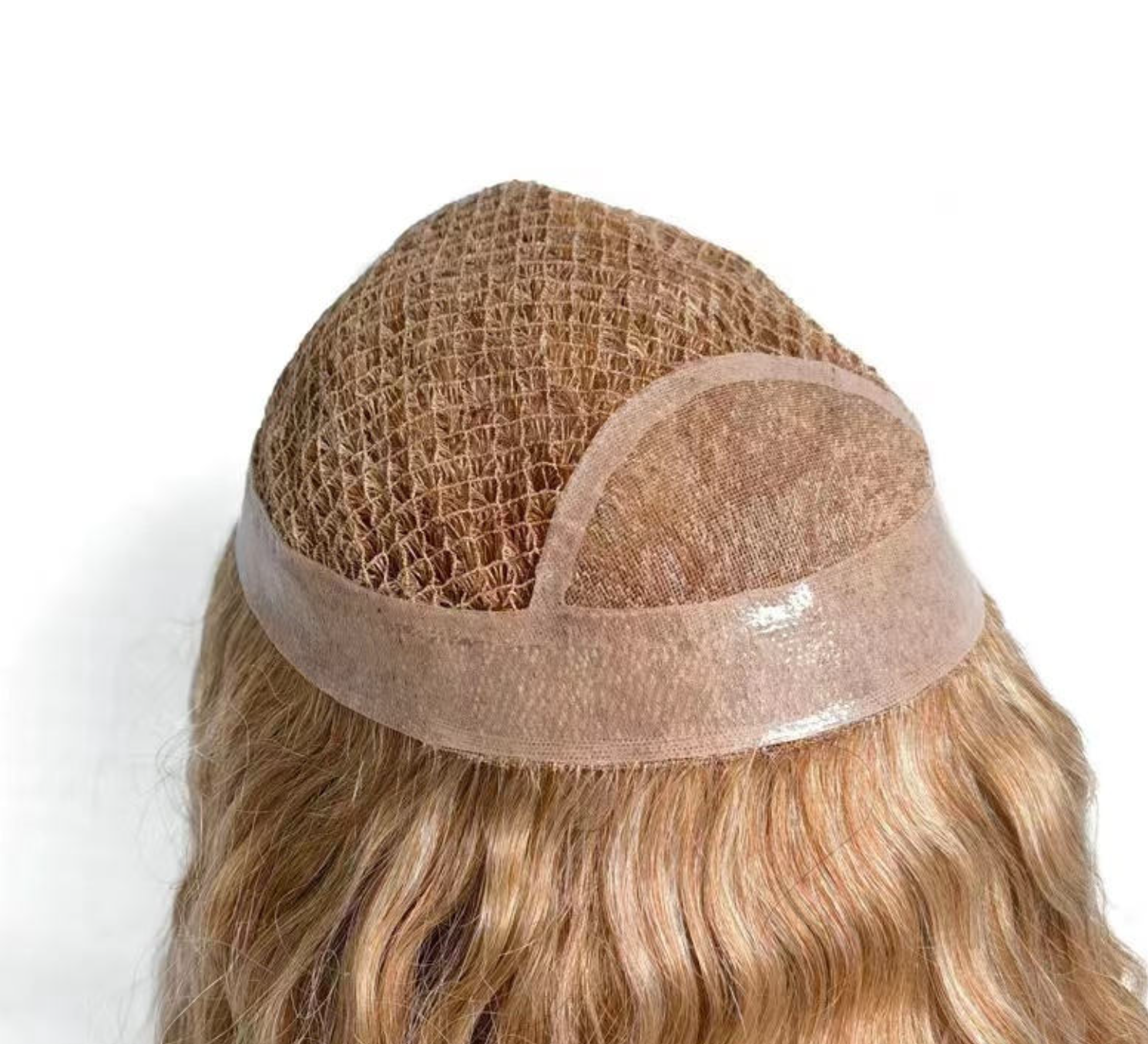 High Quality Natural Long Brown Integration Fishnet Base Virgin Multi Parting Hand Tied Human Hair Topper For Woman