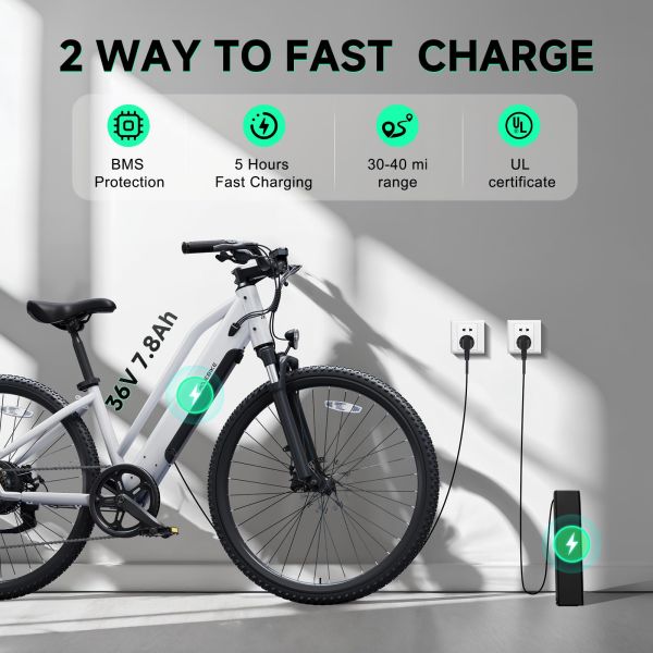 C622 500W Electric City Bike 48V Lithium Electric Mountain Bike with Lithium Battery Carbon Steel Frame 7-Speed Brushless Motor