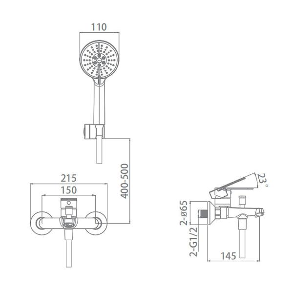 Ливень ванны ливня контроля температуры Handshower Bathroom Стен-установленный Faucet установил современный