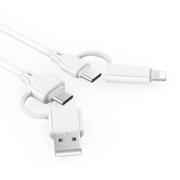 Black /White Color 4 In 1 TPE USB Cable 3A CC60W / CL27W Length 1m Charging Cable