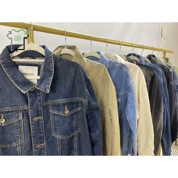 Mixed Size Second Hand Denim Jacket Shirt Slim Fit Fashionable Outerwear Used Clothes