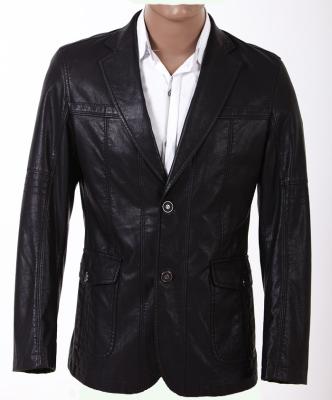 El negro barato de encargo y la talla 46, talla 50 de dos botones, forman las chaquetas para hombre del cuero de la PU