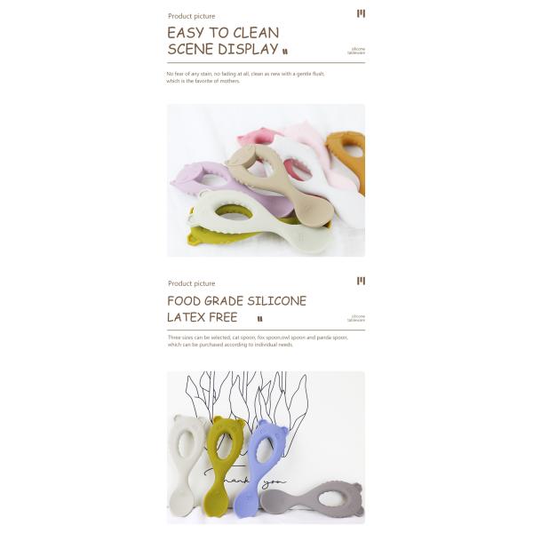 Новая ложка силикона качества еды ложки младенца прибытия с детьми Eco малыша дружелюбными кормить младенцу животную ложку силикона стиля
