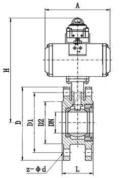 Dn15 - Dn600 Пневматический шаровой клапан Нержавеющая сталь V Notch Ball Control Valve