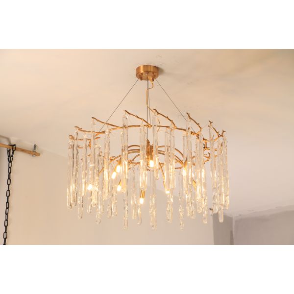 Modern Luxury Gold Chandelier for Kitchen & Wedding New Home Pendant Light with Remote Control Decorative Ceiling Lighting