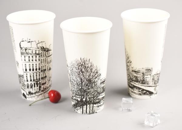 500ml Ice Cream Disposable Cups With Straw , Take Out Coffee Cups OEM ODM