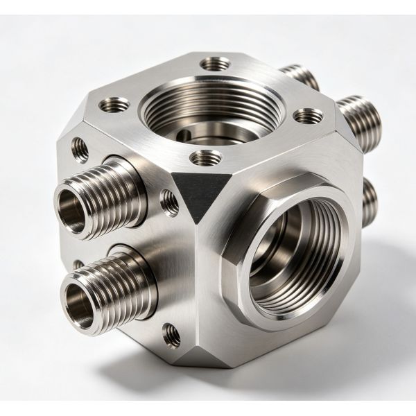 CNC Machined Stainless Steel 304 Valve Body with Precision Internal Boring for Industrial Fluid Systems