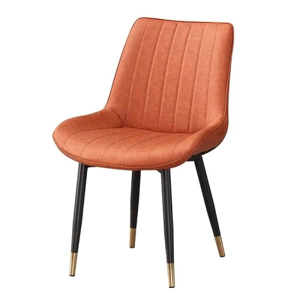 Customized Adjustable PU Leather Dining Chairs Orange Upholstered Dining Chair