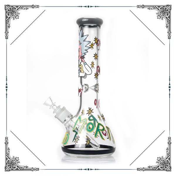 7MM Glass Water pipes Hand Drawing Art Bong Glass Smoking Hookah Beaker Bongs