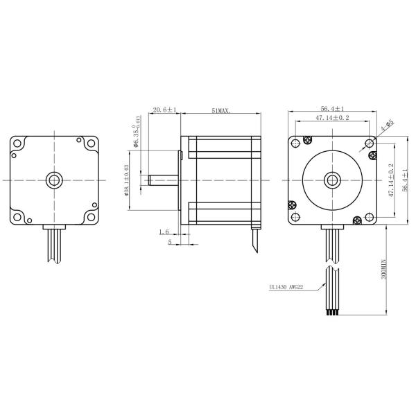 Junqi 1.8 Grau NEMA23 JQ57STH51-2804A Motor a Passo Para Máquina CNC