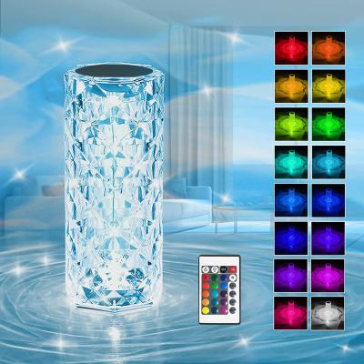 16 Colors RGB Rose Crystal Table Lamp With Remote Control Diamond