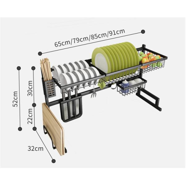 Stainless Steel 91cm Long 2 Tier Dish Drainer Over Kitchen Sink