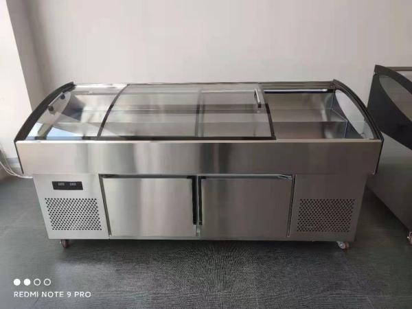 Seafood Barbecue Fruit Fishing Preservation Display Cases Glass Ladder Ice Table