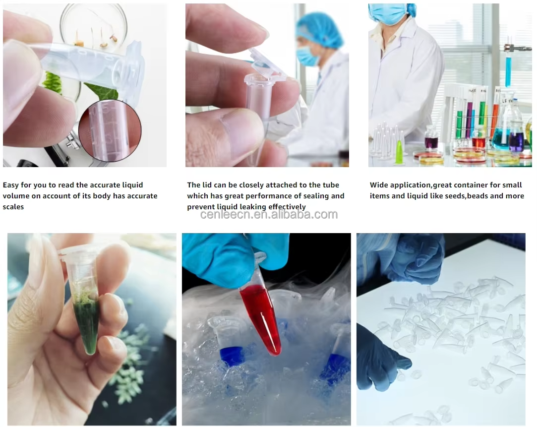 Lab Plastic Microcentrifuge Tube 0.2/0.5/1.5/2ml Pink Purple Bbrown Green Blue Yellow Red Transparent Color Centrifuge Tube