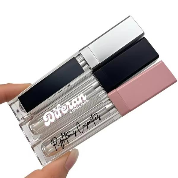 Transparent Lip Gloss Container Customized Logo Screen Printing Lip Gloss Tube