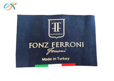 End Fold Woven Clothing Labels , Custom Shirt Tag Labels With Merrow Border