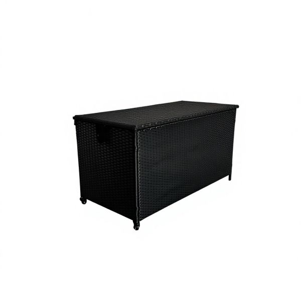 Garden Storage Box with Lid (124x14x59cm) Wicker Chest for Home Organization Blanket Toy & Clothes Storage & Decor