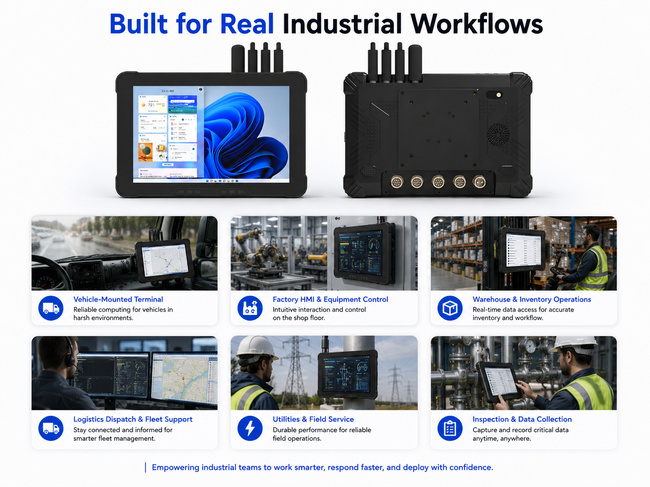 Vehicle-Mount Rugged Tablet 10.1 Inch for Mobile Equipment Monitoring and Machine Control