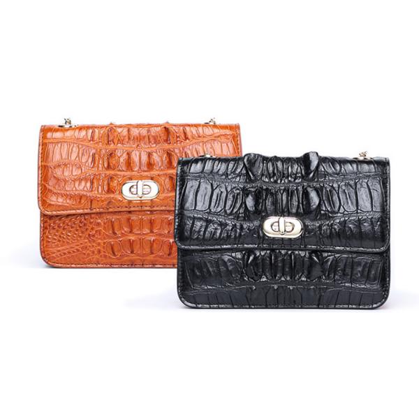 Fashion crocodile skull leather bag for women with one shoulder slung chain small square bag