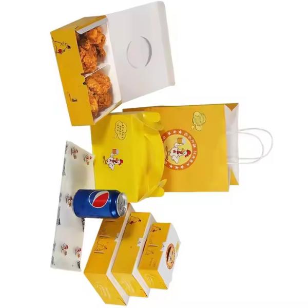 Customized Sizes Fast Food Packaging Box with Matt Lamination Fried Chicken Burger Hot Dog Containers