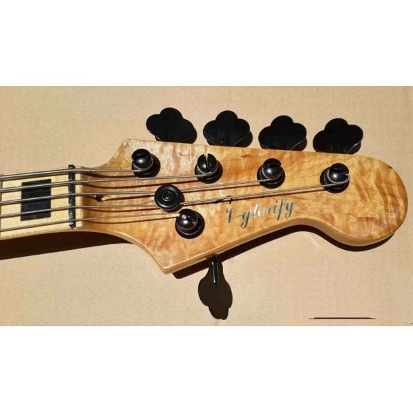 Flame maple 5 string electric bass guitar with ashwood body 20 tone position maple fingerboard free shipping