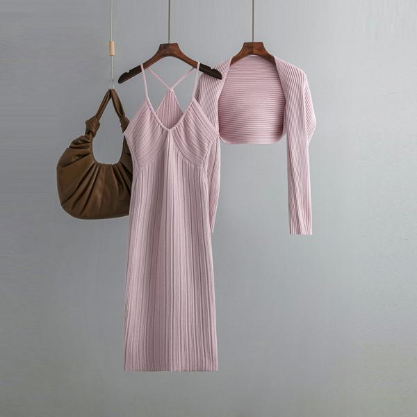 Autumn Outdoor Activity 2024 New camisole knit camisole cardigan dress women's sweater two-piece set