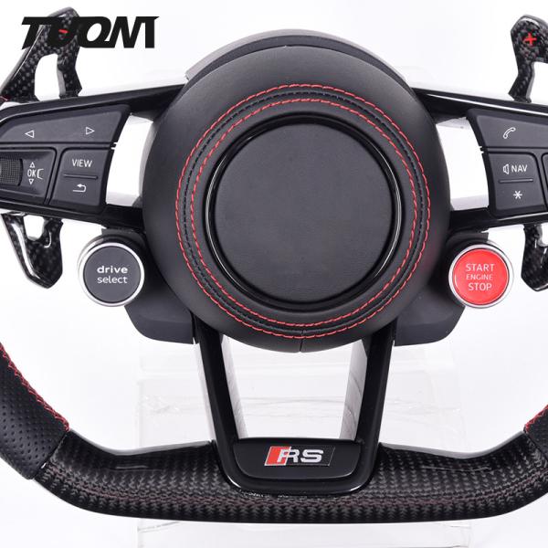 Custom Led Leather Sport Audi Carbon Fiber Steering Wheel With Paddles S7 Rs6 R8