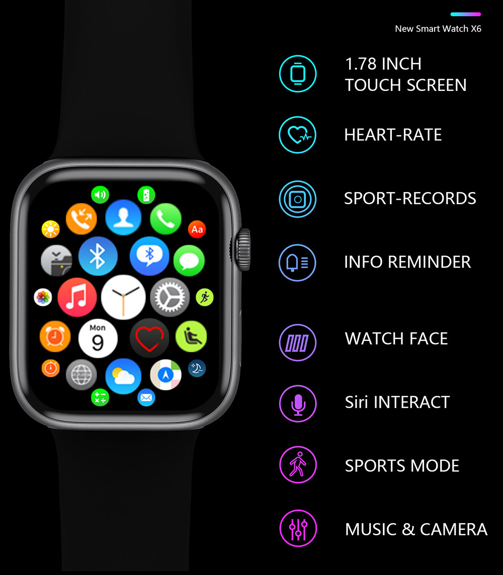 1,78» игр музыки Smartwatch дистанционного управления 200mah