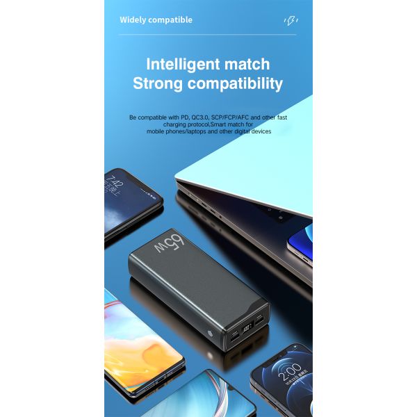 Type C Portable Laptop Charger Fast Charging PD 65w 30000mah