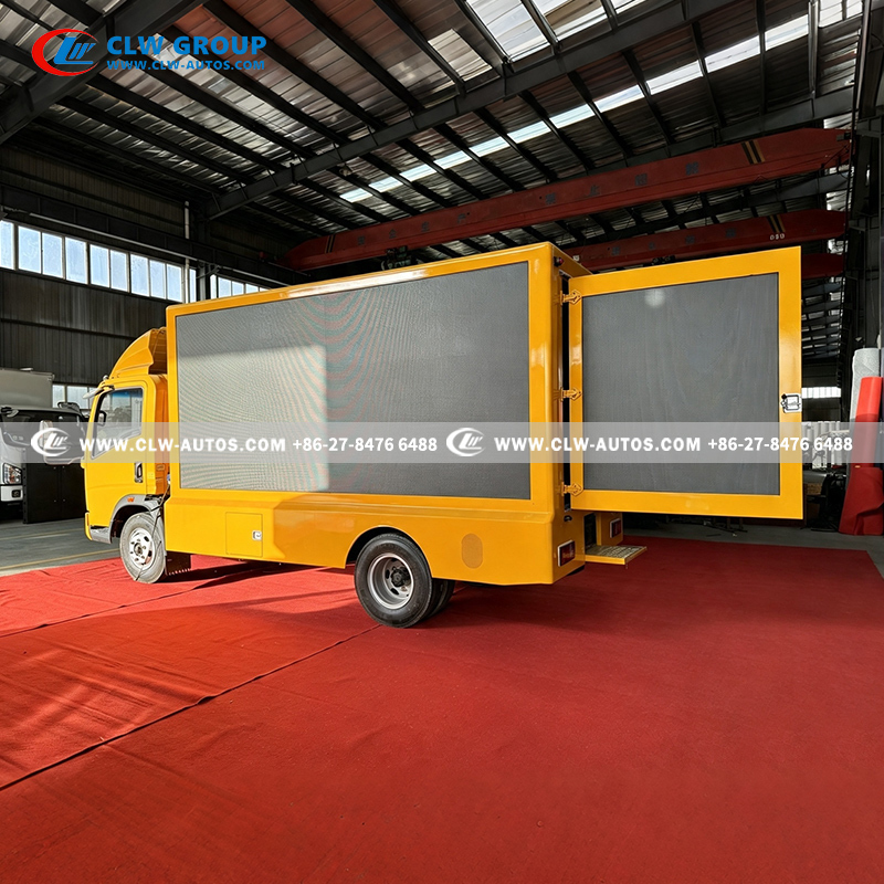 Sinotruk HOWO 4x2 LED Billboard Truck with Triple-Side P4/P5 LED Screens, Hydraulic Liftable Screens, and Foldable Stage