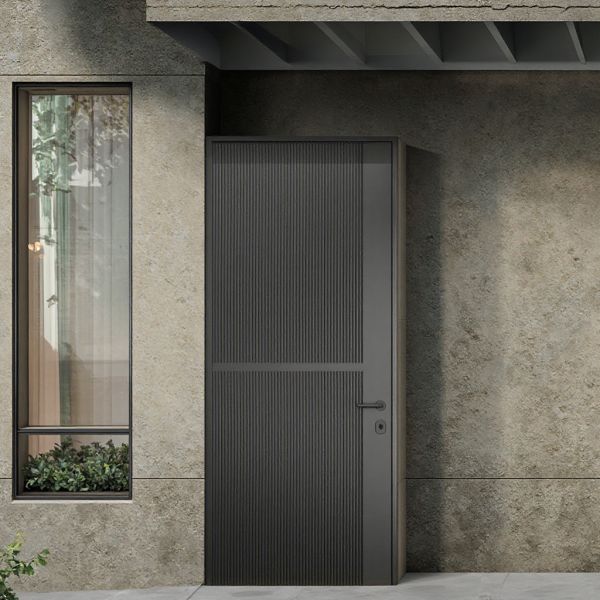 Black Modern Swing Security Door Custom Steel Cast Aluminum Exterior Entry Door