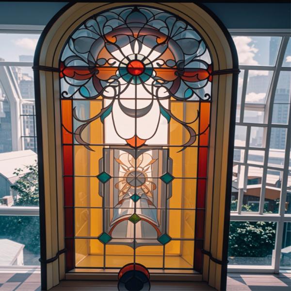 Elegancia europea y diseño moderno Arte templado Vidrieras combinan belleza atemporal con elementos contemporáneos