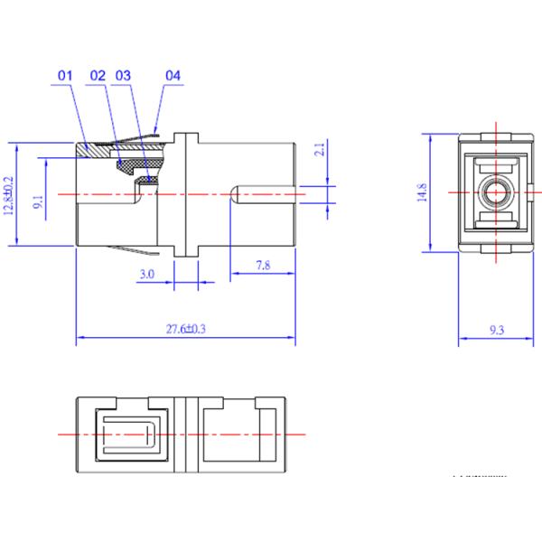 Optical Fiber Adapter High Performance SC SX SM Flangeless / Reduced Green Blue Color Plastic Adapters