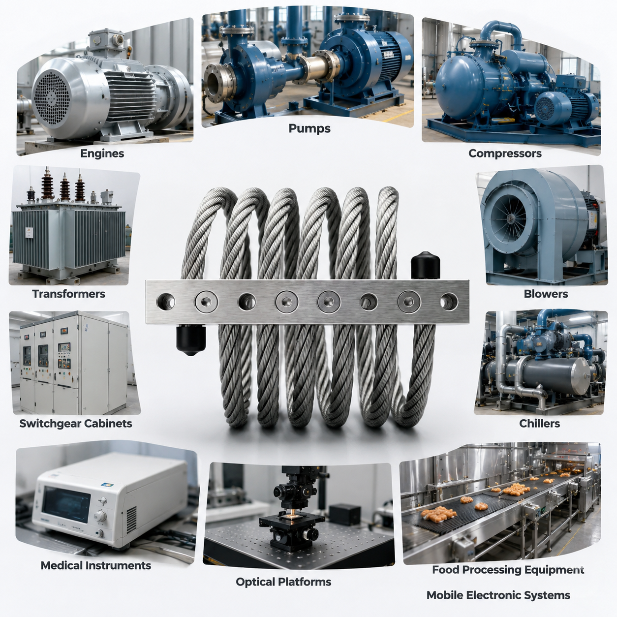 JGX-1276D-176B Wire Rope Vibration Isolator Dual Through-Hole Threaded Mounting Surface-Area Heat Dissipation