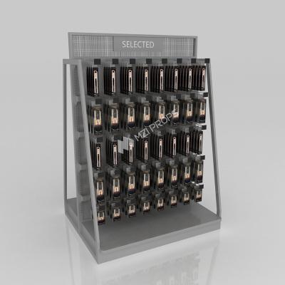 Retail Display Cabinet Grey Wooden Island Cabinet For Smart Store Cabinet And Premium Shop Interior Design