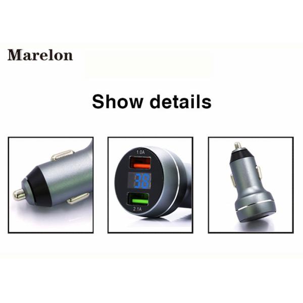 Metal Car Phone Charger Aluminium Alloy Material With Intelligent LED Display