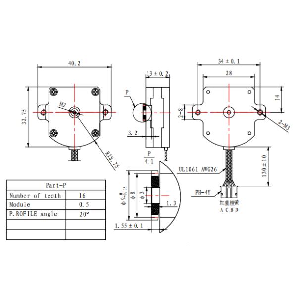 Мотор униполярного блинчика Stepper Stepper 1,8 градусов 0.5A 25mN.M плоское