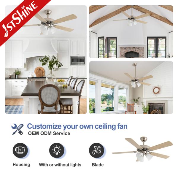 52 MDF Ceiling Fan With Light Kit 6 Speeds Quiet Dc Motor