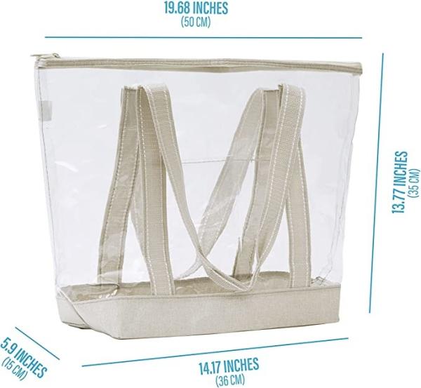 Clear Custom Shopping Bags Carrier Transparent PVC Tote Bag Stadium Outdoor Beach 14x5x13