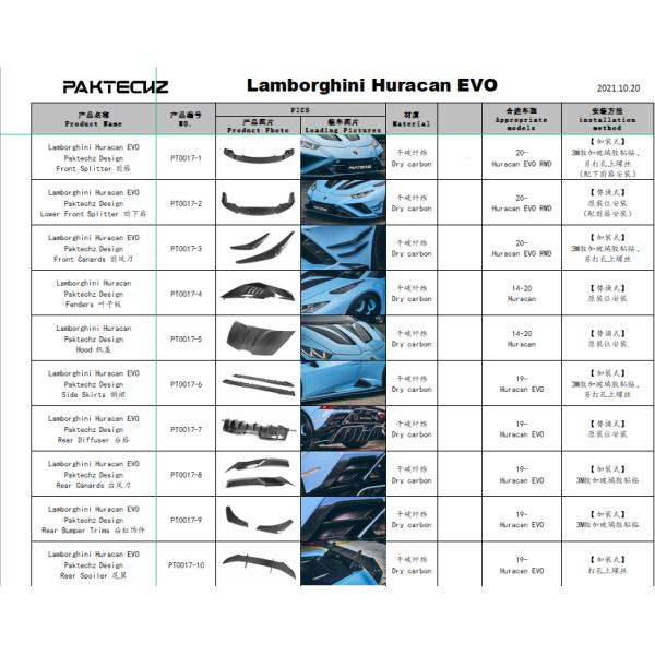 Nuevo producto Kit de carrocería de fibra de carbono para Lamborghini Huracan EVO Huracan EVO Fibra de carbono de la pala delantera